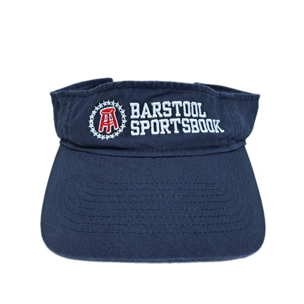 Barstool Sportsbook Visor Hat Cap Blue Strapback Logo Golf Tennis Beach